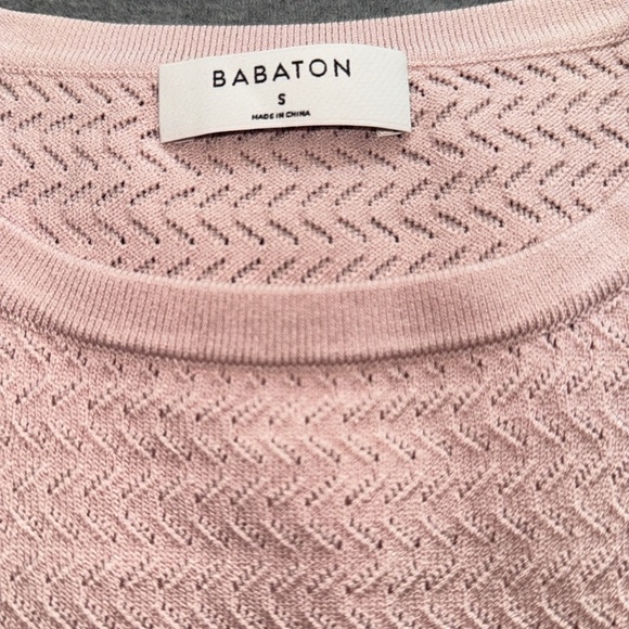 Babaton Pointelle Cropped Sweater Tank knit pink pale small stretch Aritzia - Picture 2 of 4